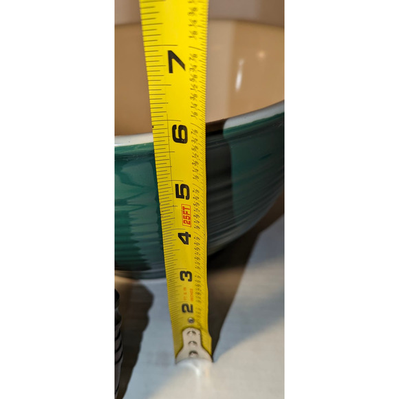 Set of 2 Nesting Mixing Bowls Evergreen & White Pottery New Creative Tableware - Picture 14 of 16